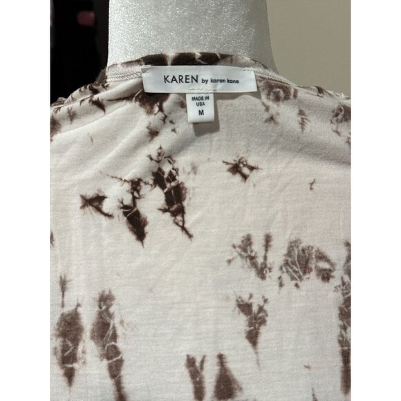 Karen Kane Womens Tunic Top Size M Brown Blue Tie Dye Cold Shoulder Sleeve - Picture 5 of 8